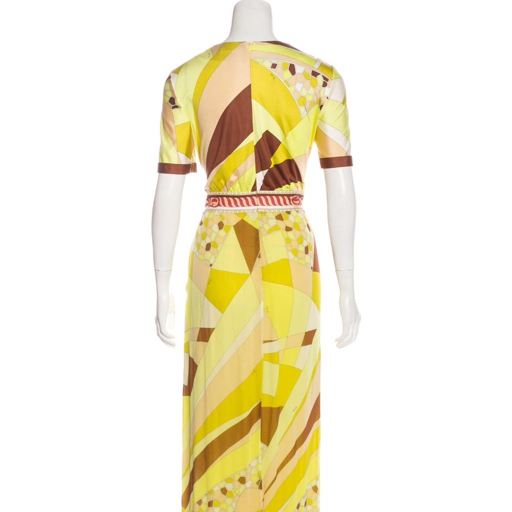 EMILIO PUCCI 1990's Geometric Print Silk Jersey Chiffon Maxi Dress - Picture 2 of 16